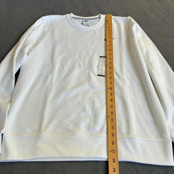 Nike White Club Fleece Crewneck Sweatshirt Pullover Athleisure Men’s Size Large - Picture 4 of 8